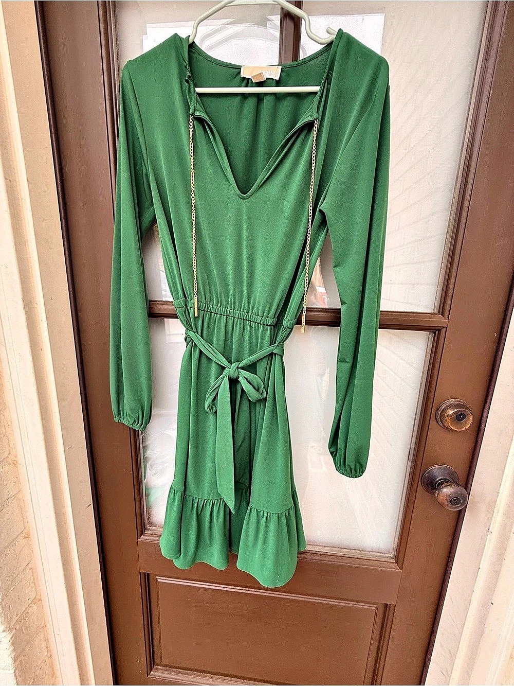 MICHAEL Kors Belted Tiered Maxi Dress Green Maxi Dress